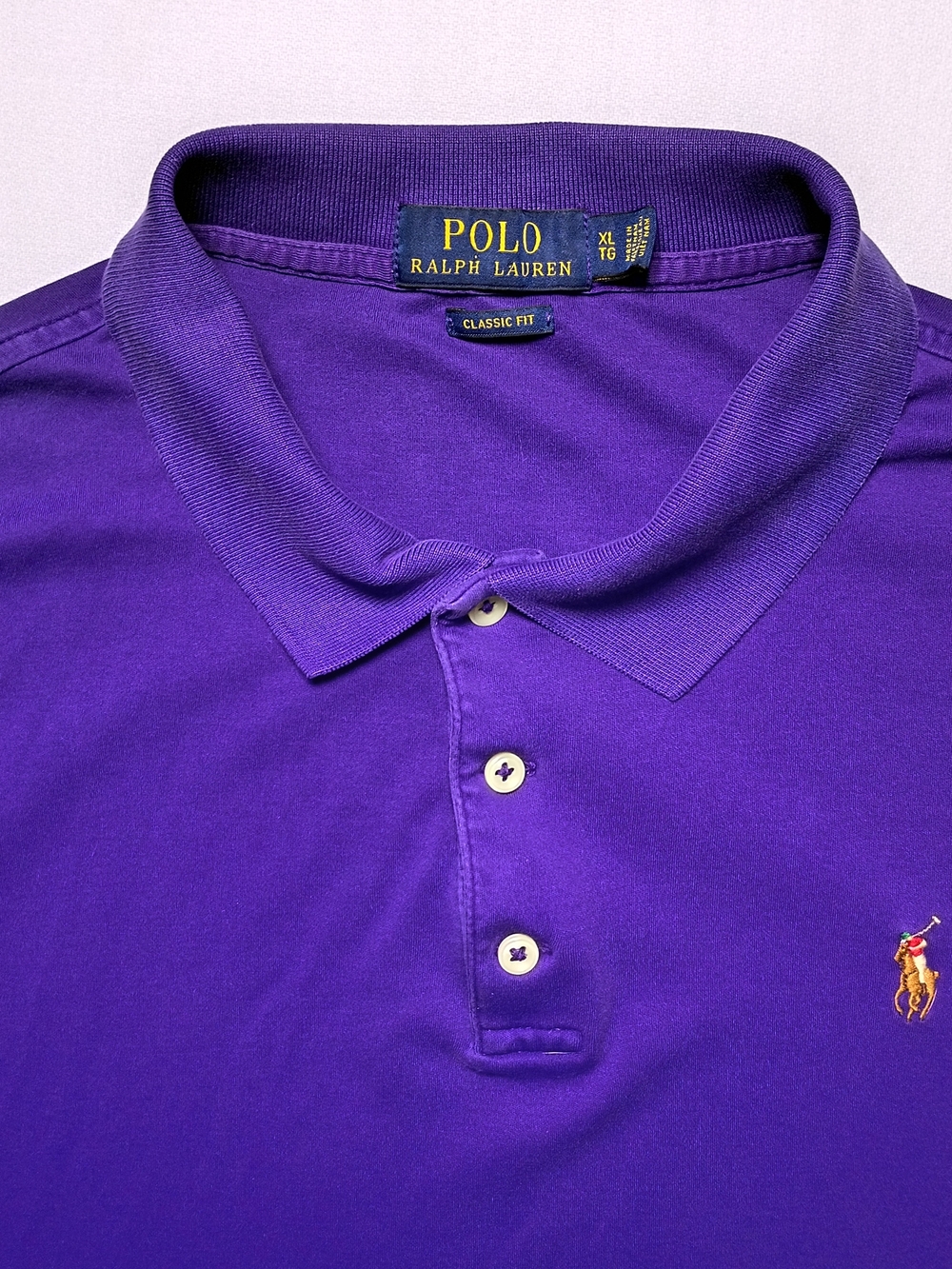 Polo Ralph Lauren Mens Classic Fit Jersey Polo Shirt XL Purple Flesh Pony